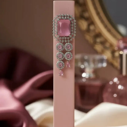 American diamond pink & white necklace set - jeweller set