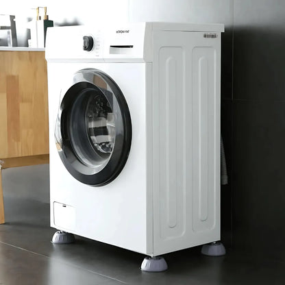 White front-loading washing machine.