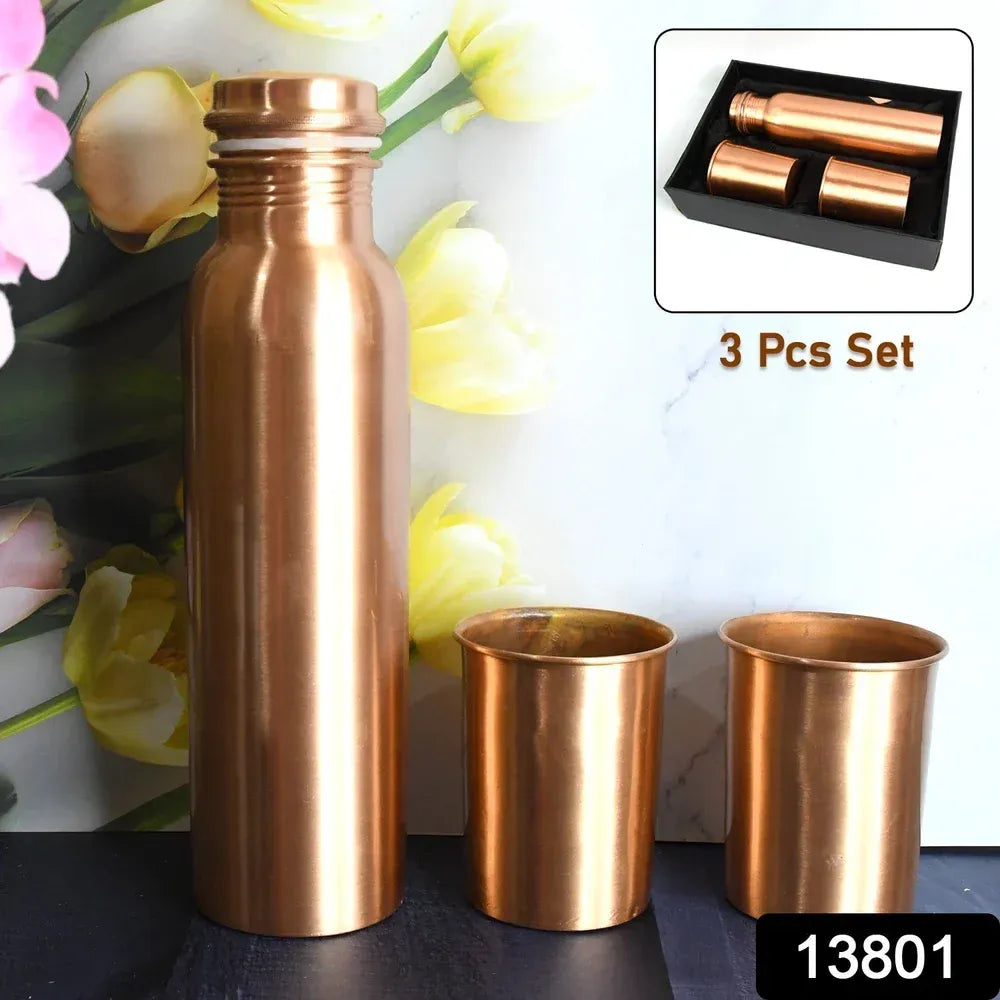 Ayurvedic copper water bottle set - kitchen tool