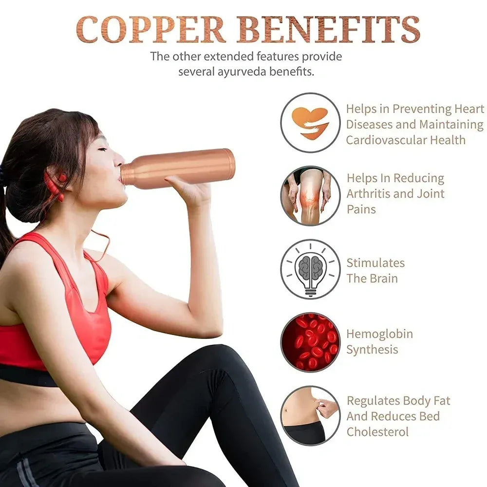 Ayurvedic copper water bottle set - kitchen tool