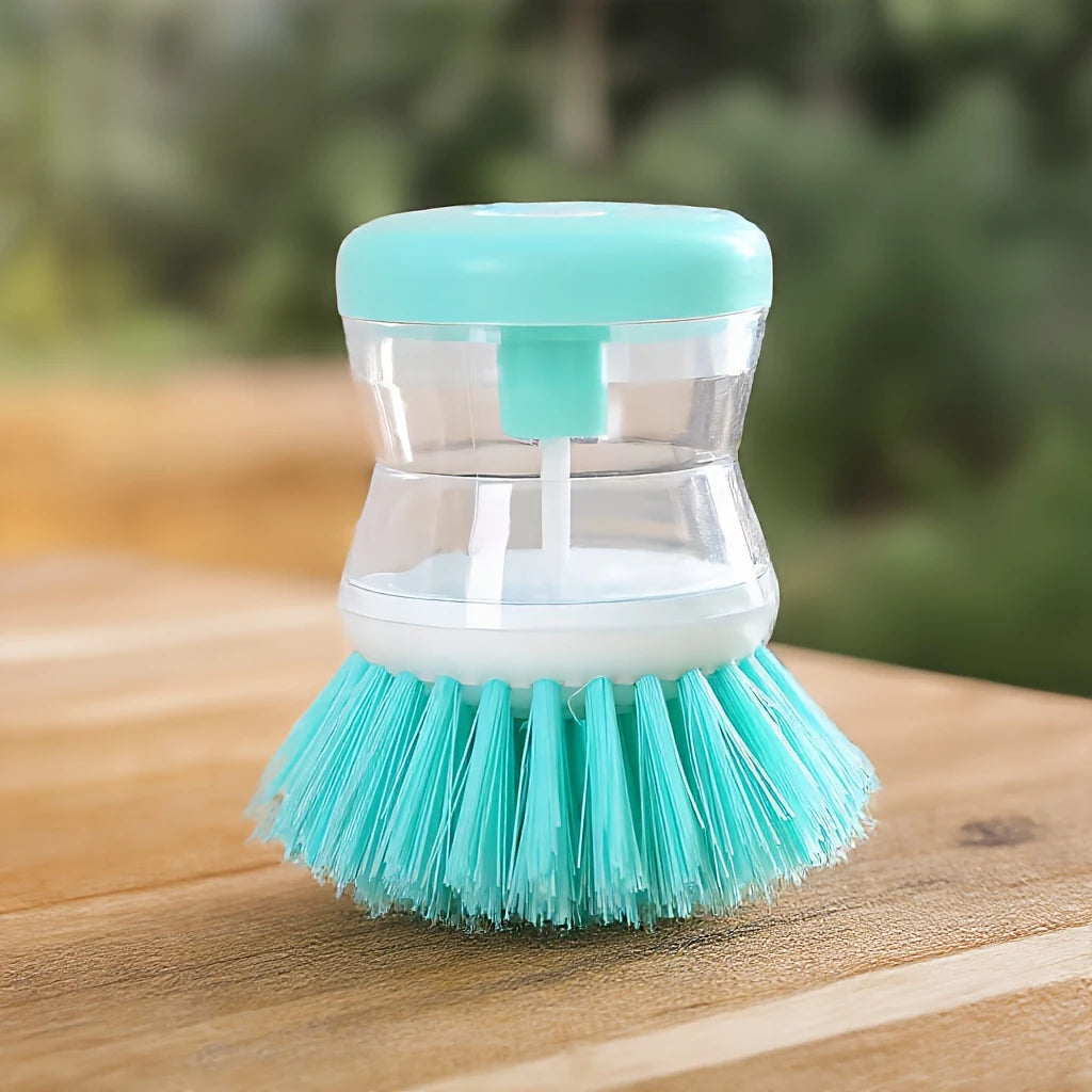Soap-dispensing scrub brush