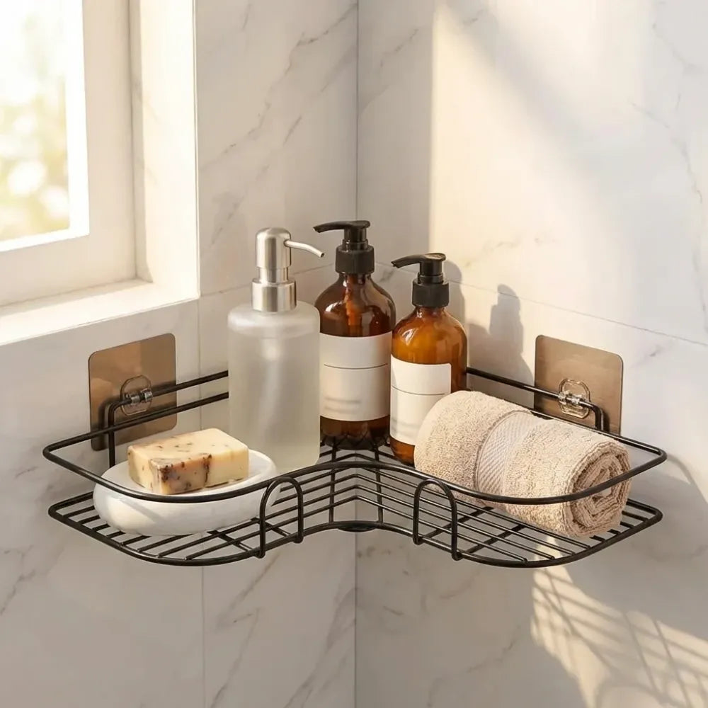Bathroom corner storage rack