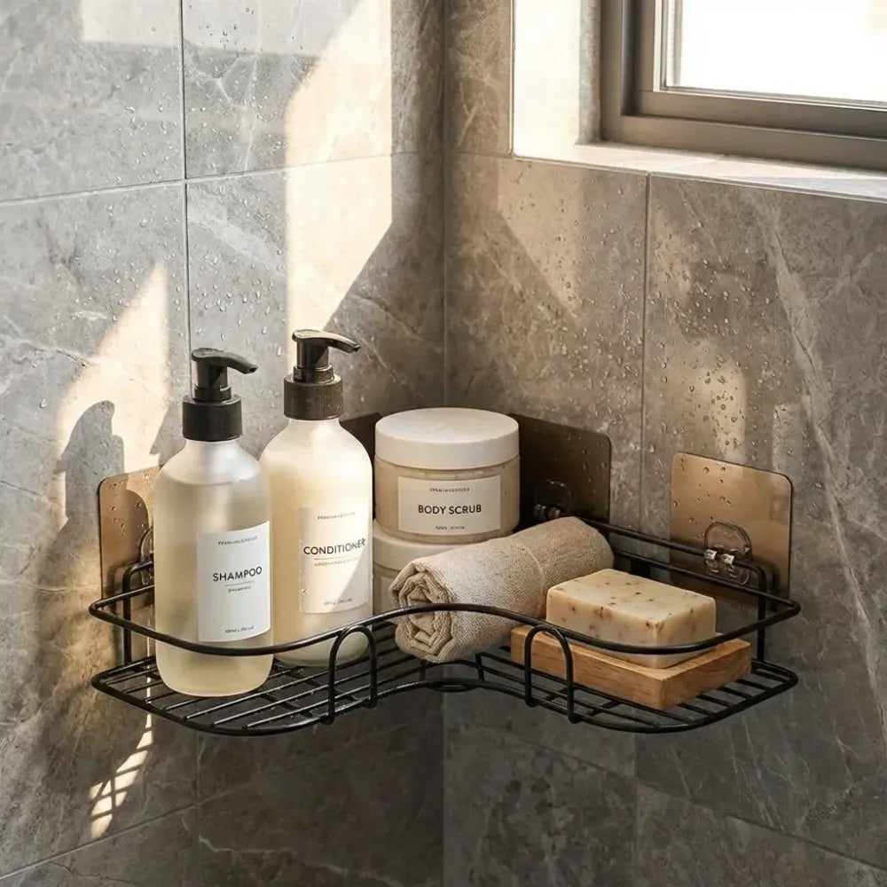 Bathroom corner storage rack