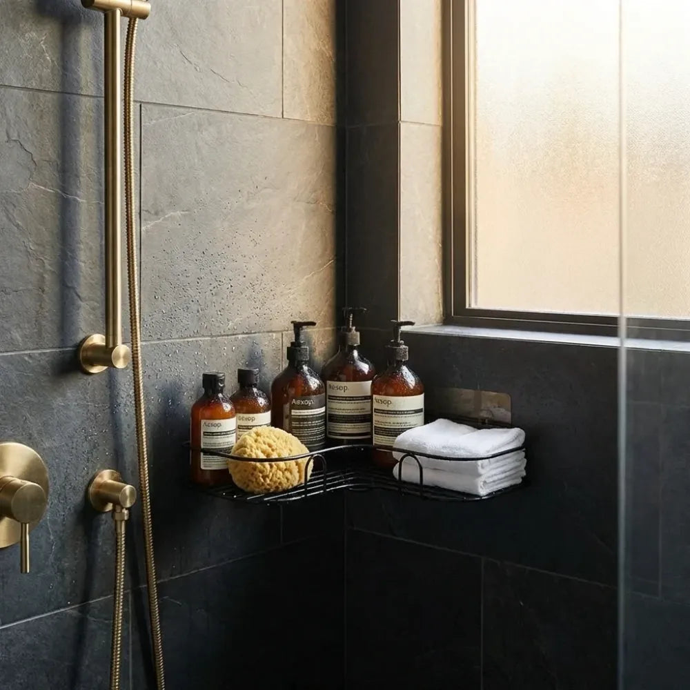 Bathroom corner storage rack