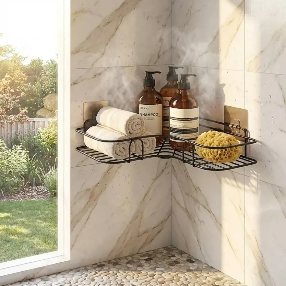 Bathroom corner storage rack