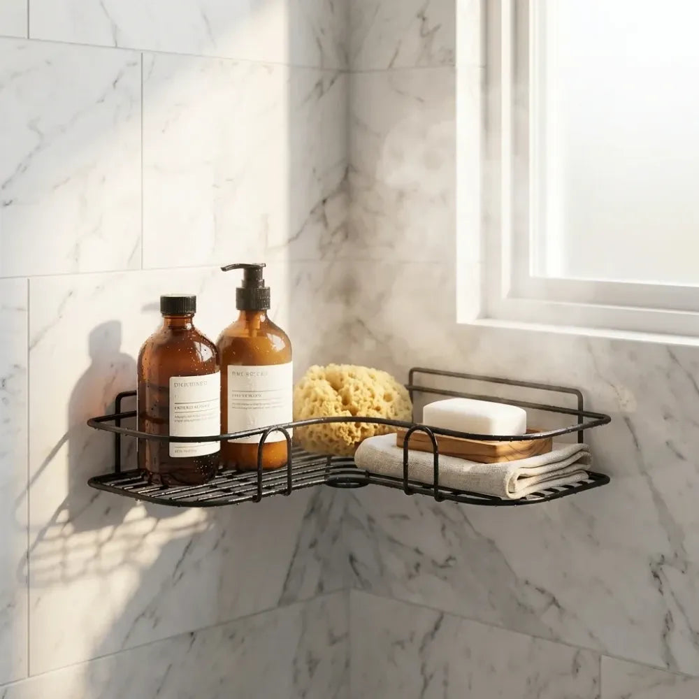 Bathroom corner storage rack