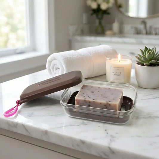 Bathroom travel plastic soap box with lid (1 pc) - home & kitchen