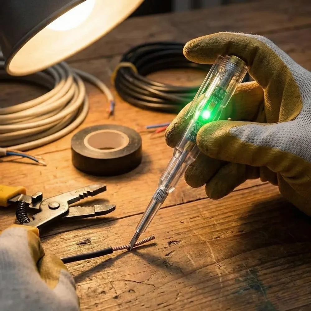 Battery powered electrical tester pen