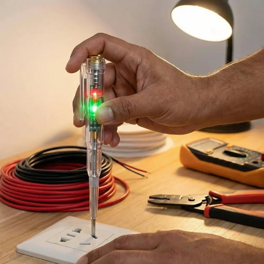 Battery powered electrical tester pen