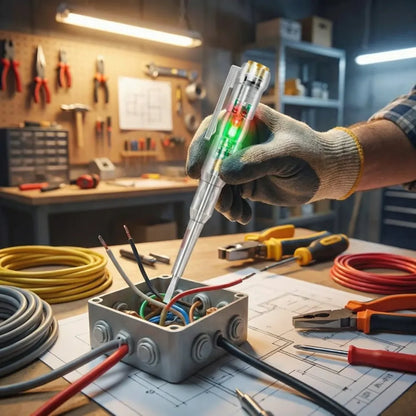 Battery powered electrical tester pen
