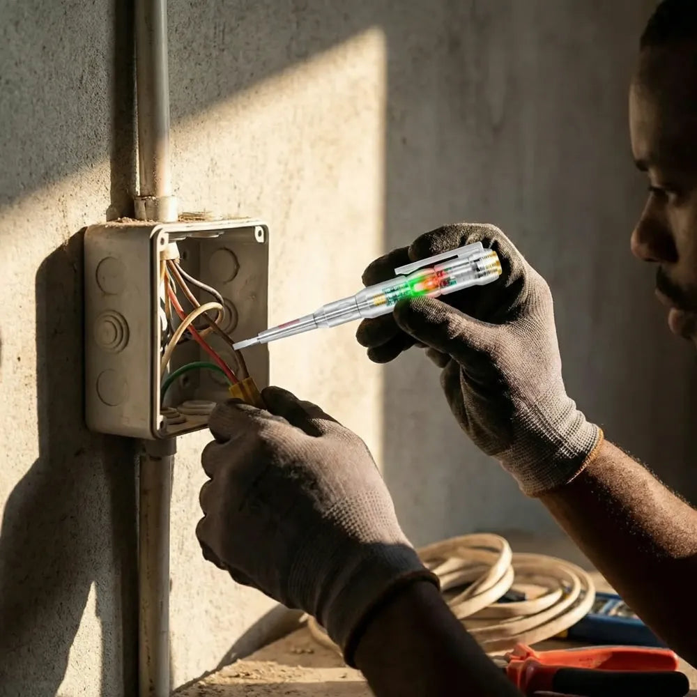 Battery powered electrical tester pen