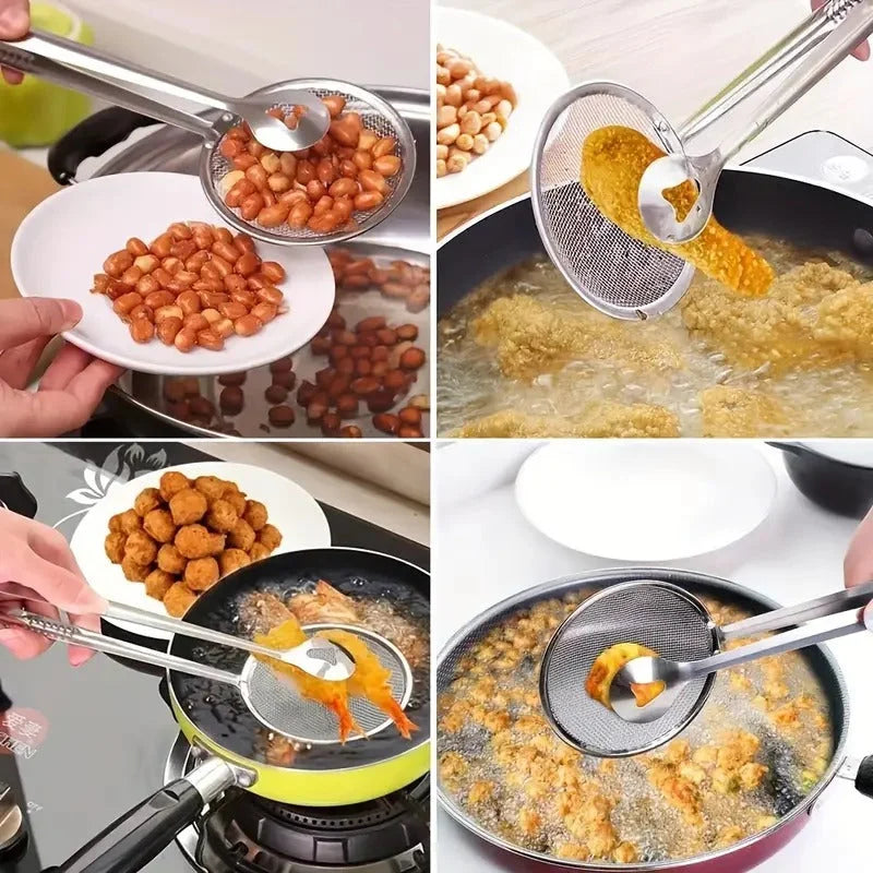 Oil-draining fry spoon