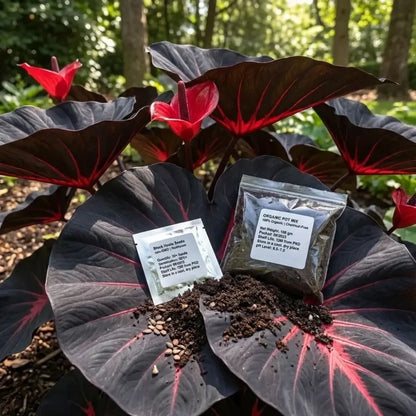 Black hosta seeds with pot mix