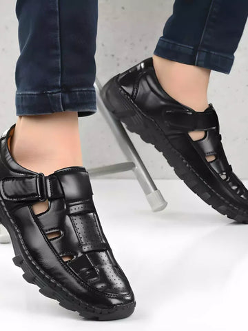 Black Roman Sandals For Men