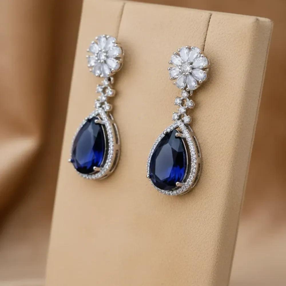 Blue american diamond necklace set - jeweller set