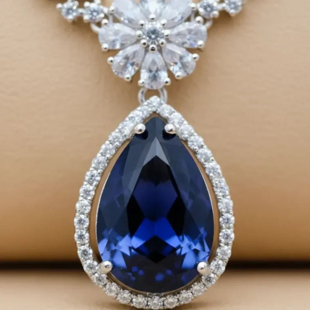 Blue american diamond necklace set - jeweller set