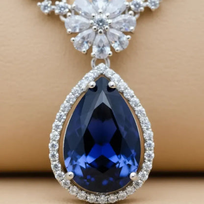Blue american diamond necklace set - jeweller set