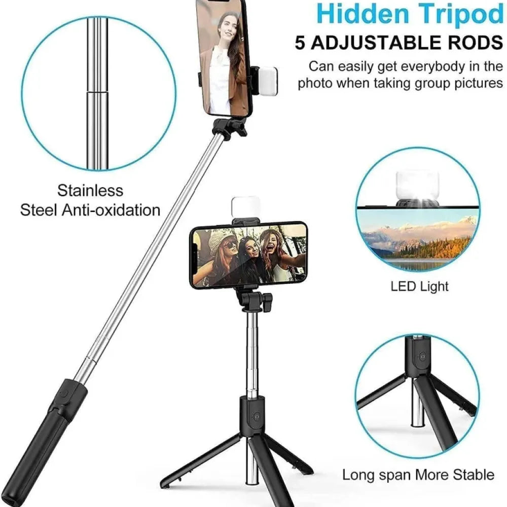 Bluetooth selfie stick tripod