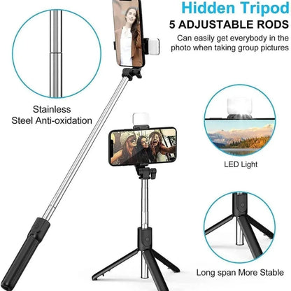 Bluetooth selfie stick tripod