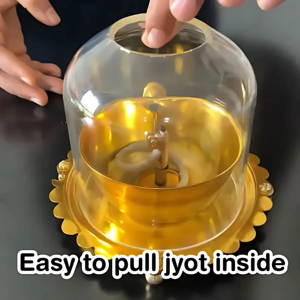 Brass akhand jyot diya with rotating wick