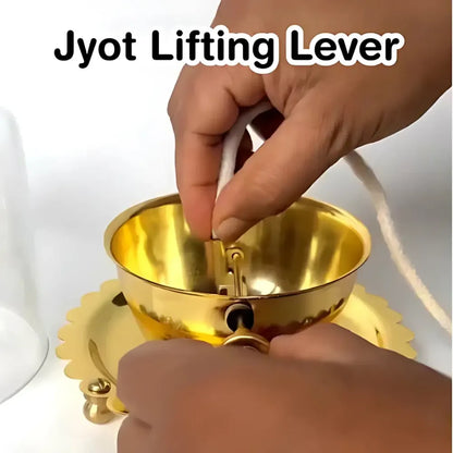 Brass akhand jyot diya with rotating wick