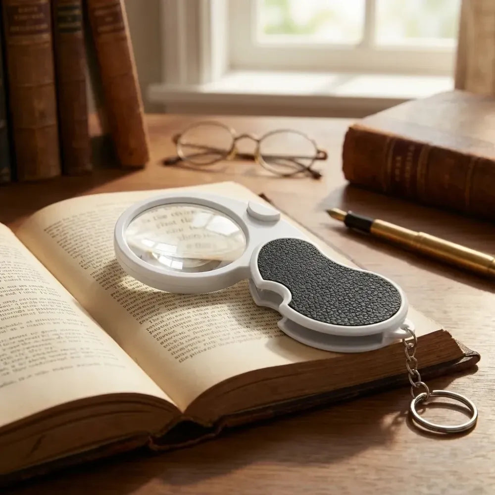 Bright led folding magnifier - office