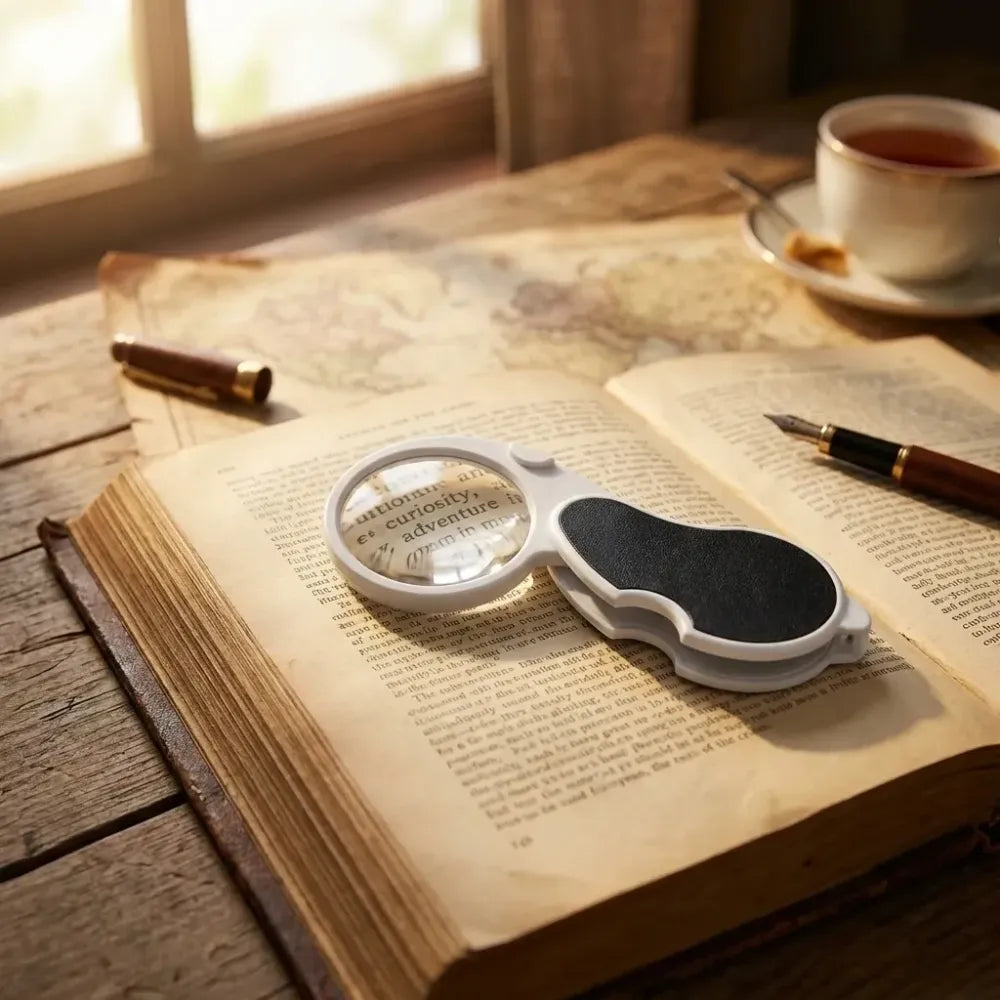 Bright led folding magnifier - office