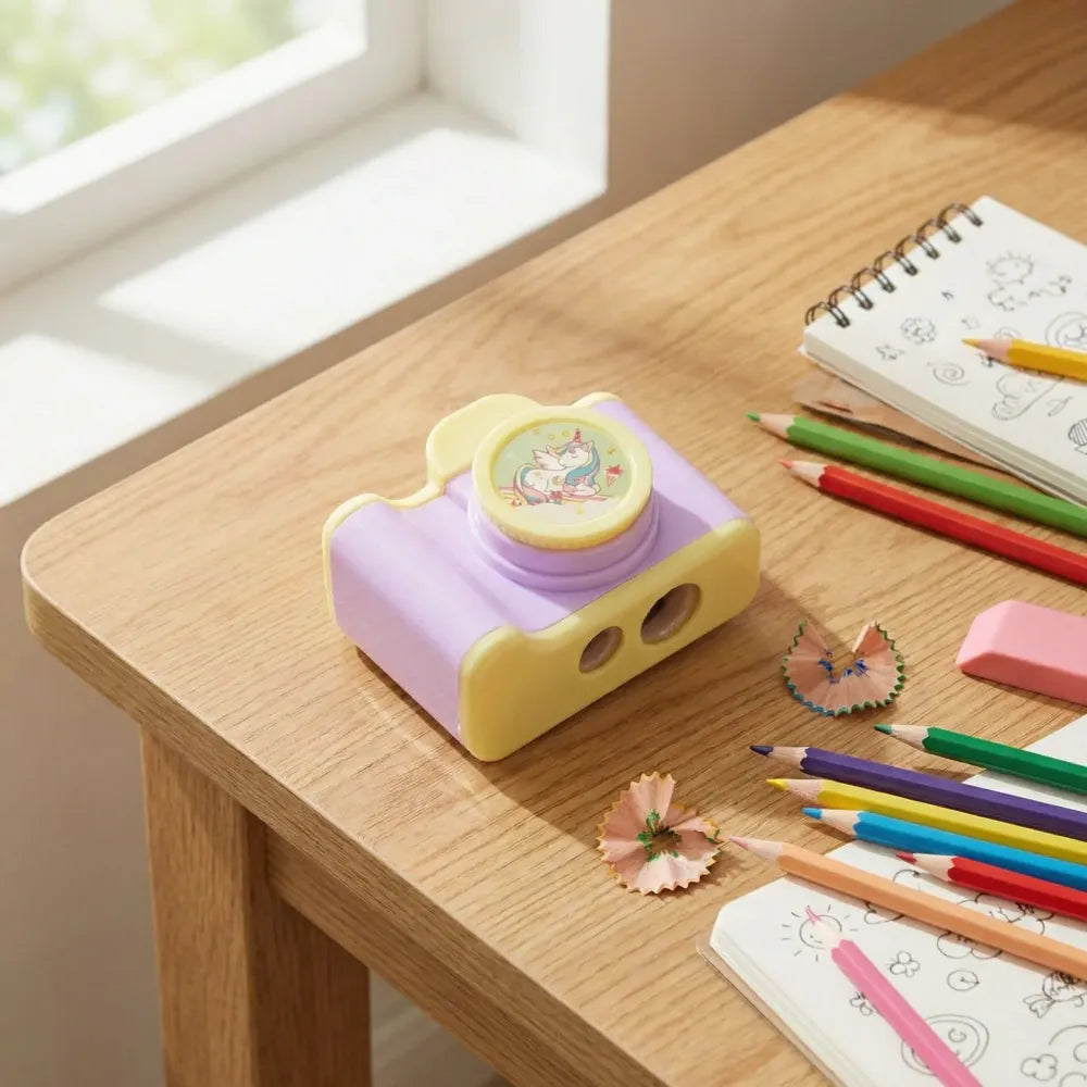 Camera-shaped pencil sharpener - office