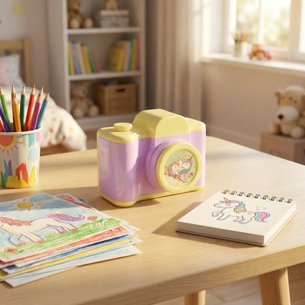 Camera-shaped pencil sharpener - office