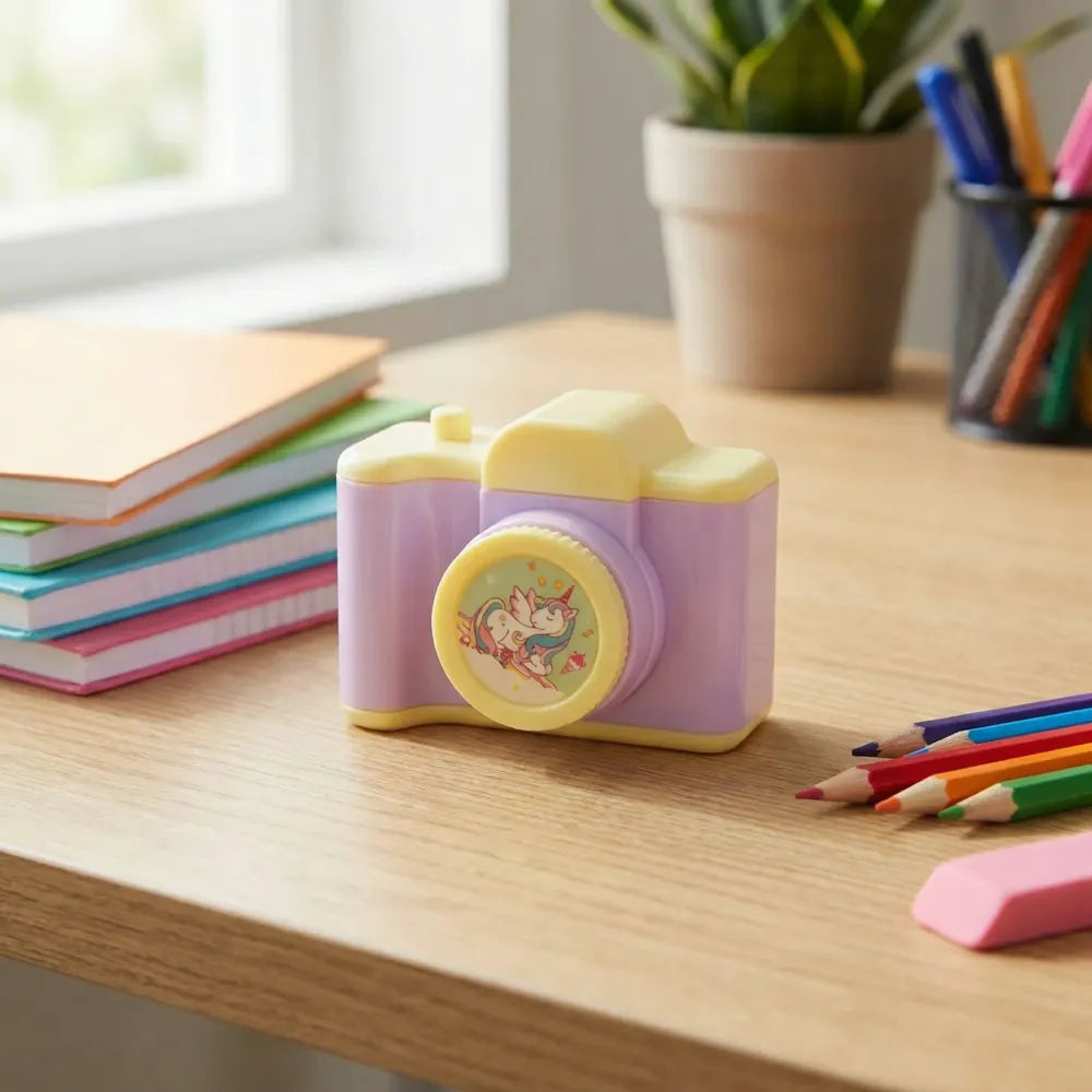 Camera-shaped pencil sharpener - office