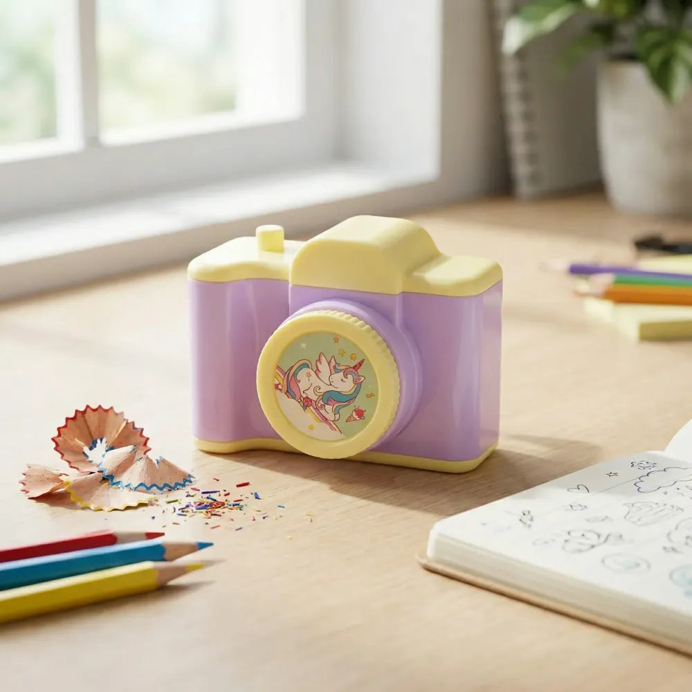 Camera-shaped pencil sharpener - office