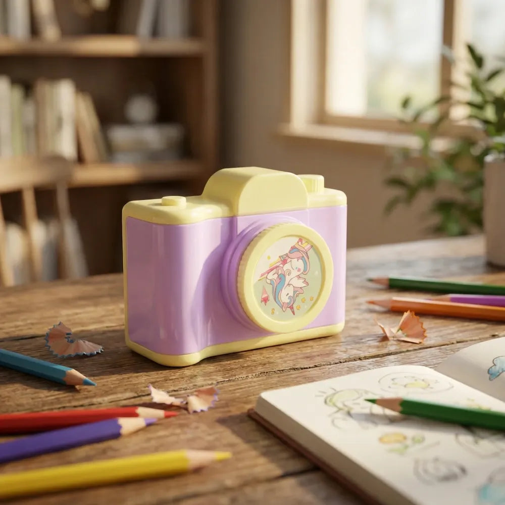 Camera-shaped pencil sharpener - office