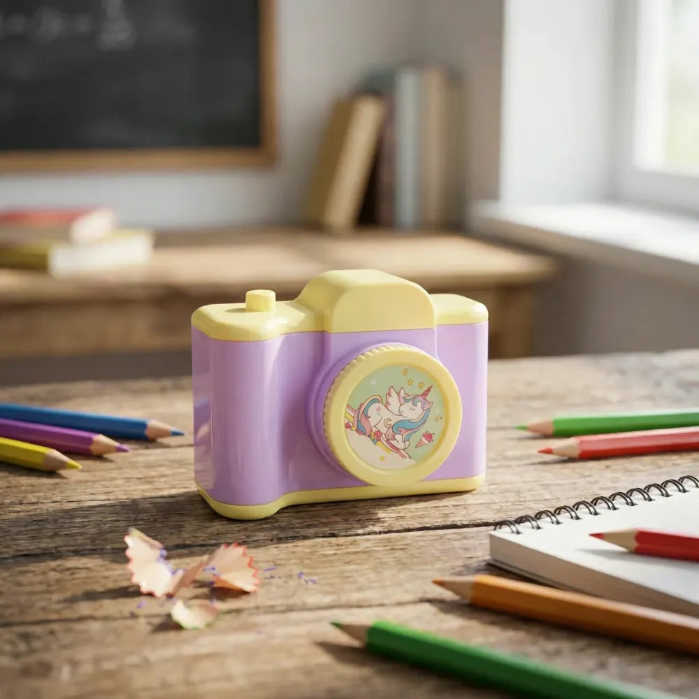 Camera-shaped pencil sharpener - office