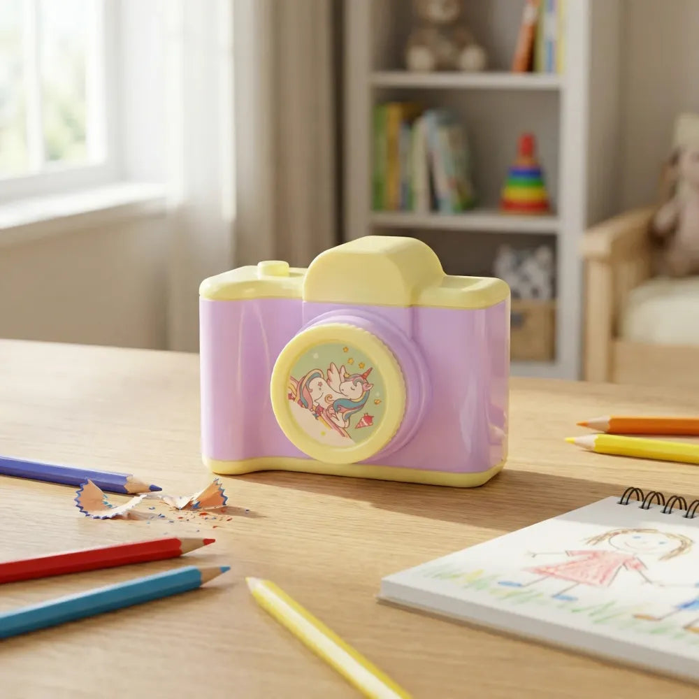 Camera-shaped pencil sharpener - office