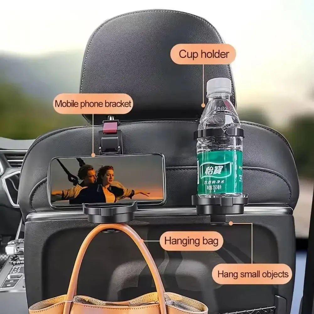 Car headrest hook organizer
