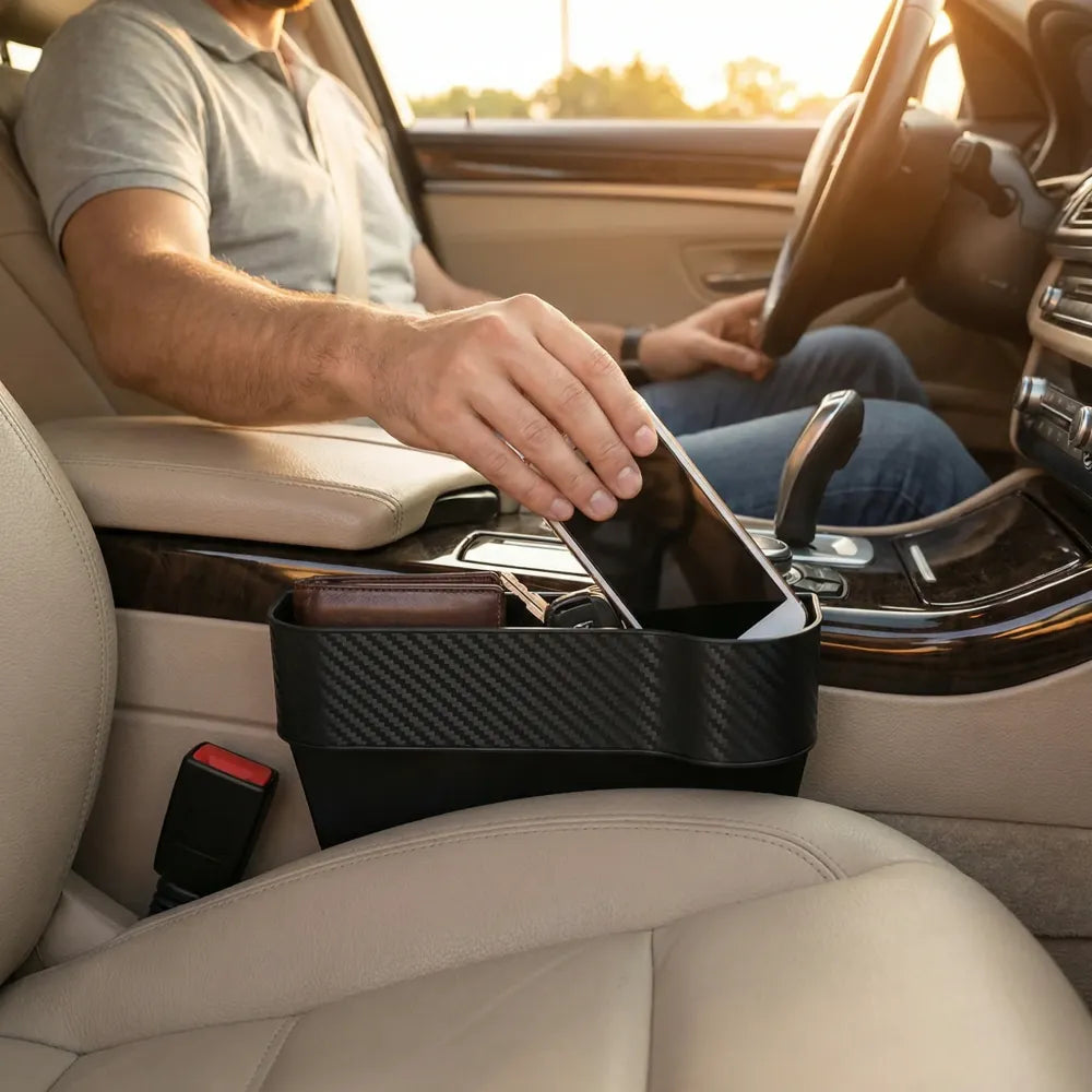 Car seat gap filler organizer