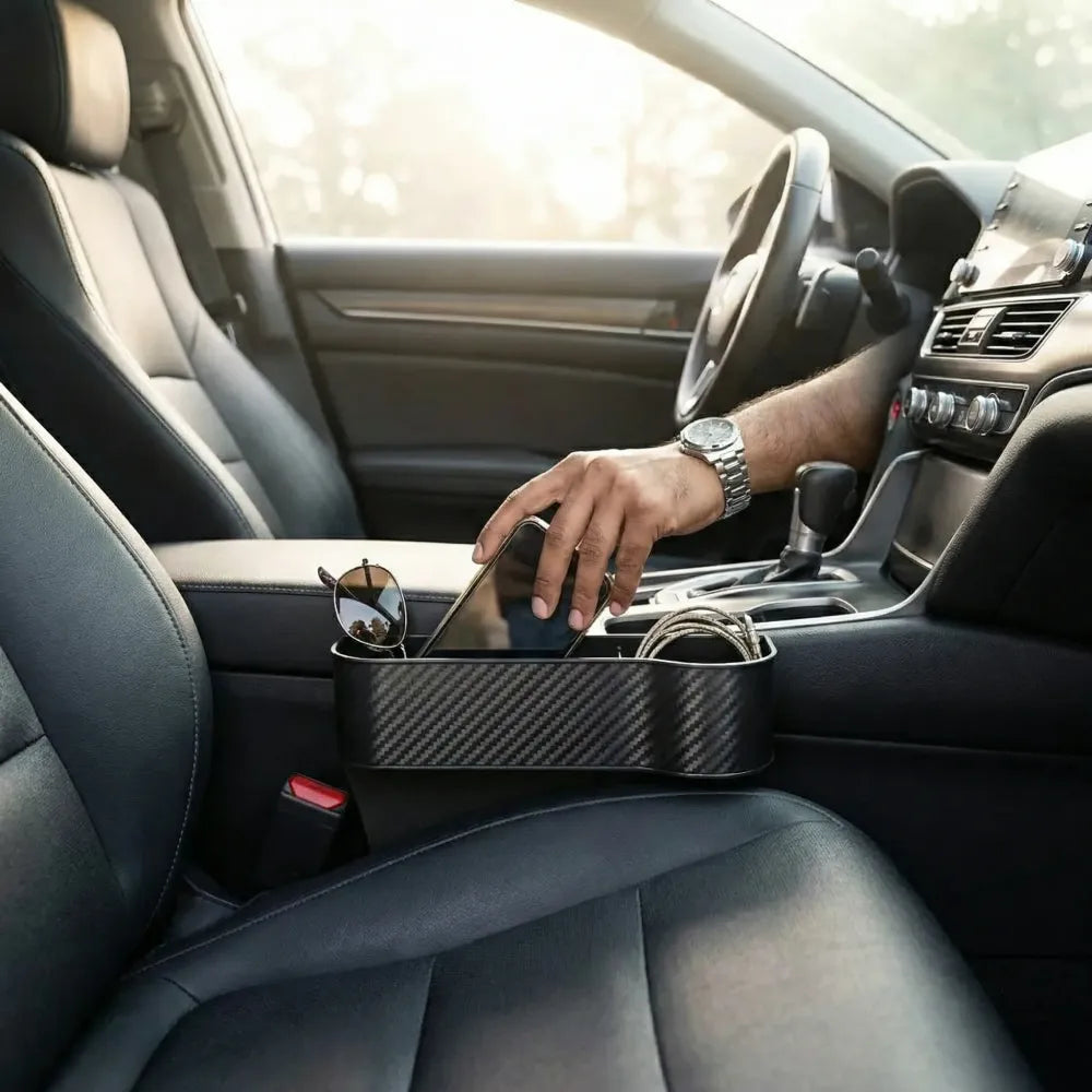 Car seat gap filler organizer