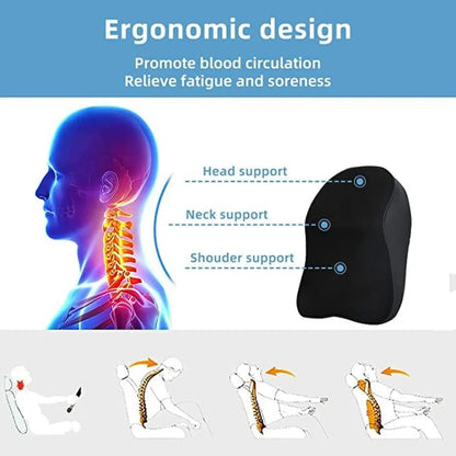 Car seat headrest neck rest pillow cushion for all cars- ergonomic memory foam support neck/back pain relief