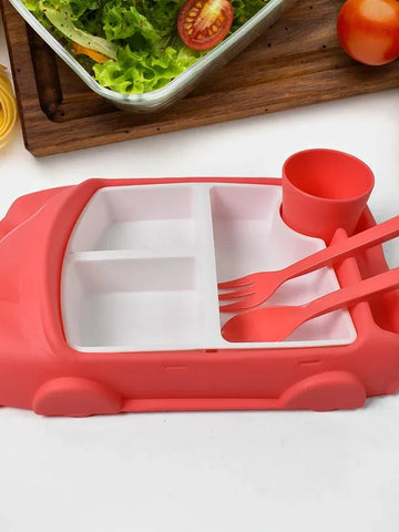 Car-Shaped Baby Plate Set