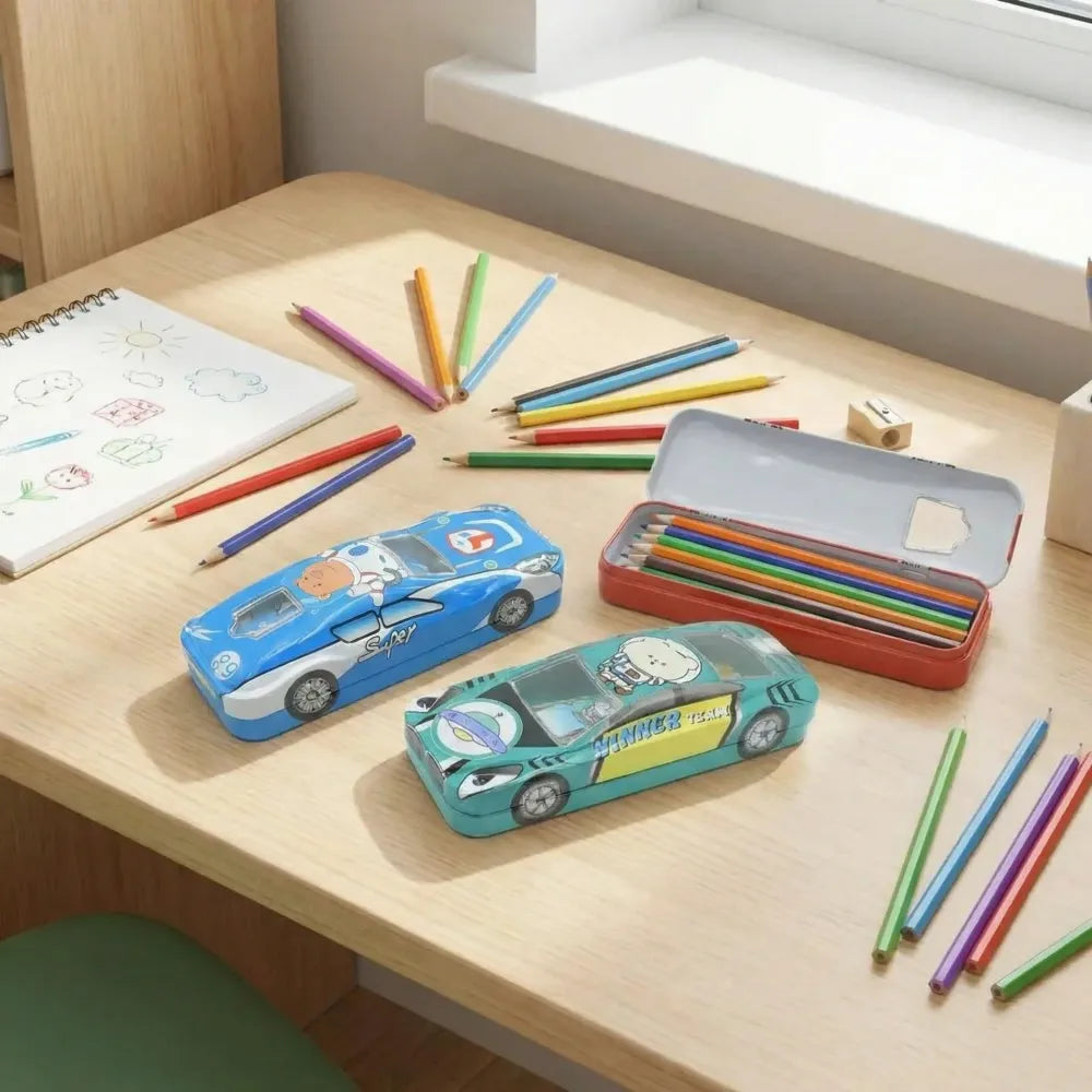 Car-shaped metal pencil box - office