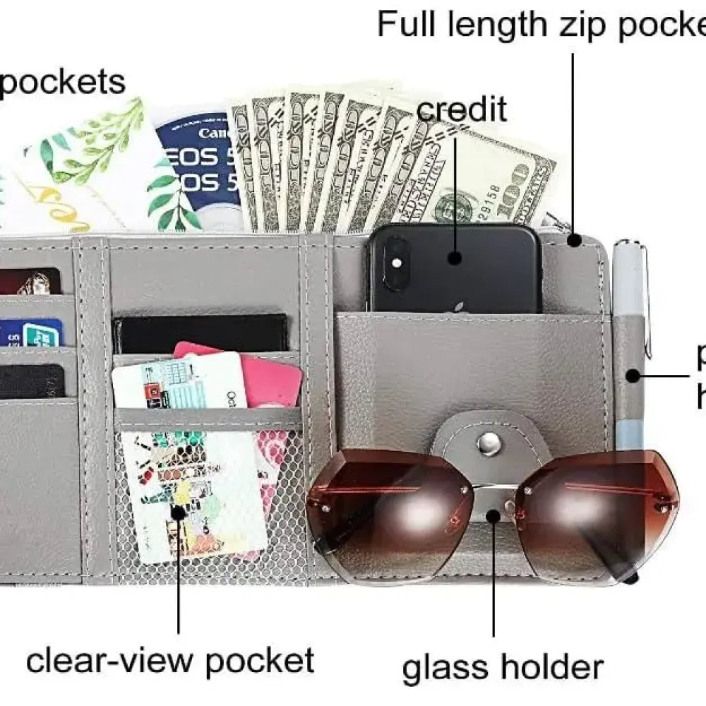 Car visor storage organizer