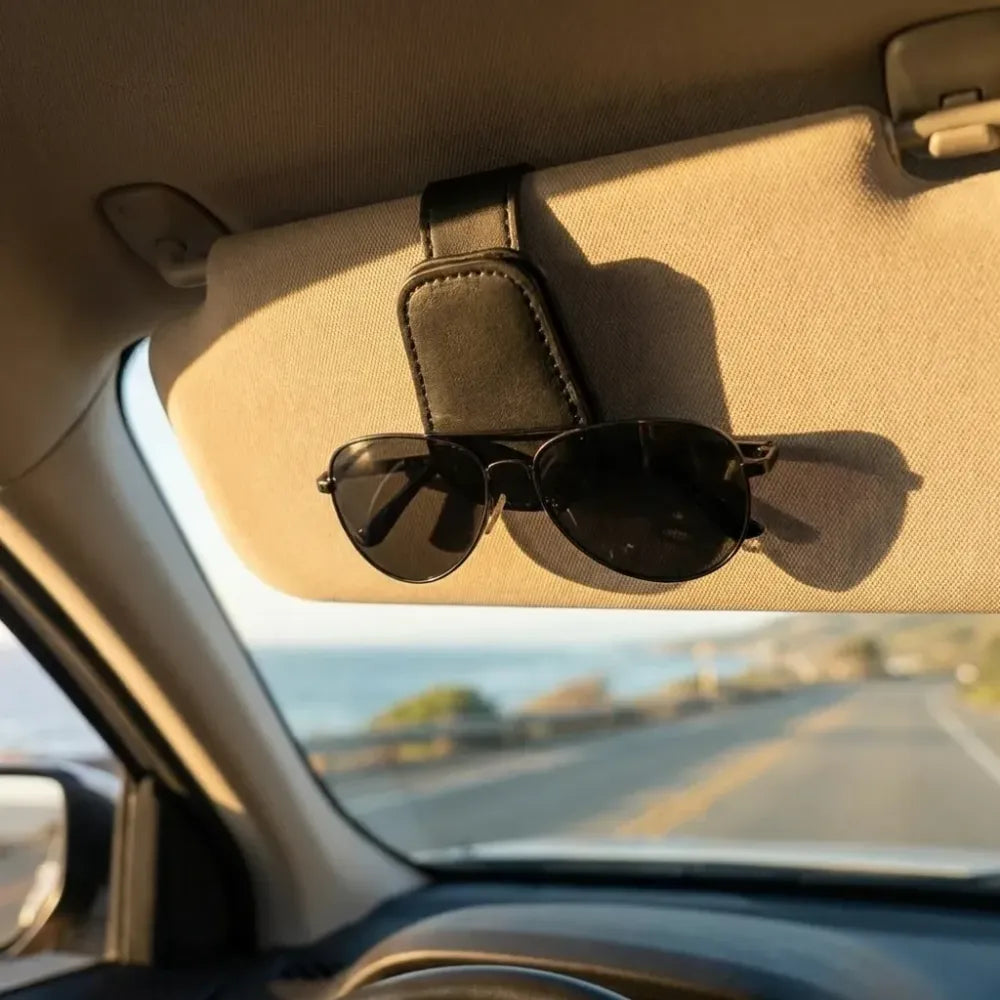 Car visor sunglass holder