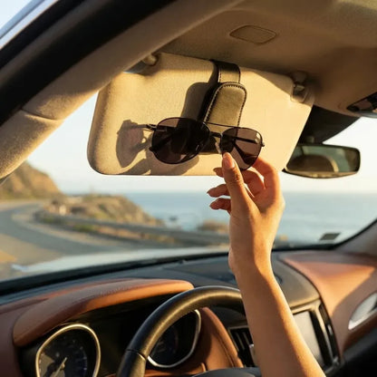Car visor sunglass holder