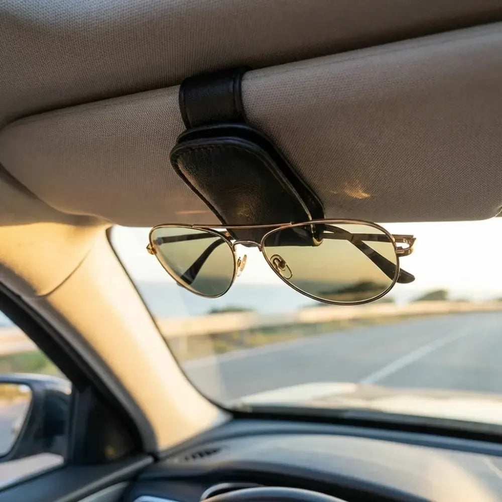 Car visor sunglass holder
