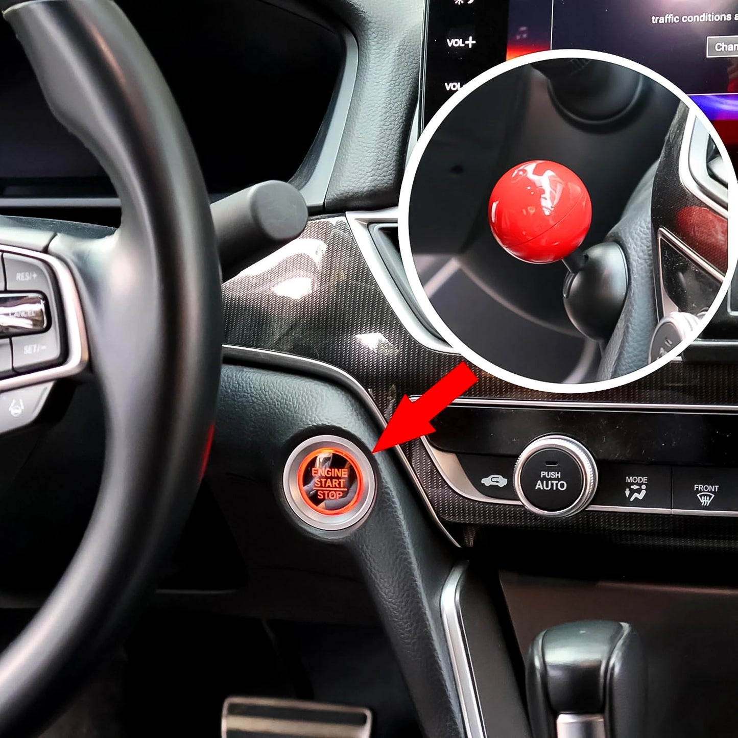 Car Push Start Button Rocker Cover Ball Design