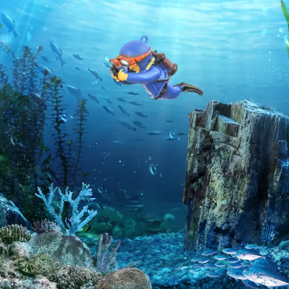 Cartoon diver aquarium decor – pack of 2