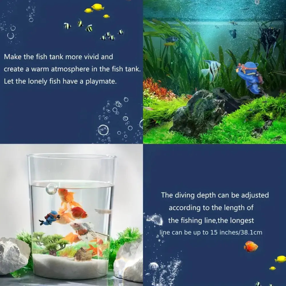 Cartoon diver aquarium decor – pack of 2