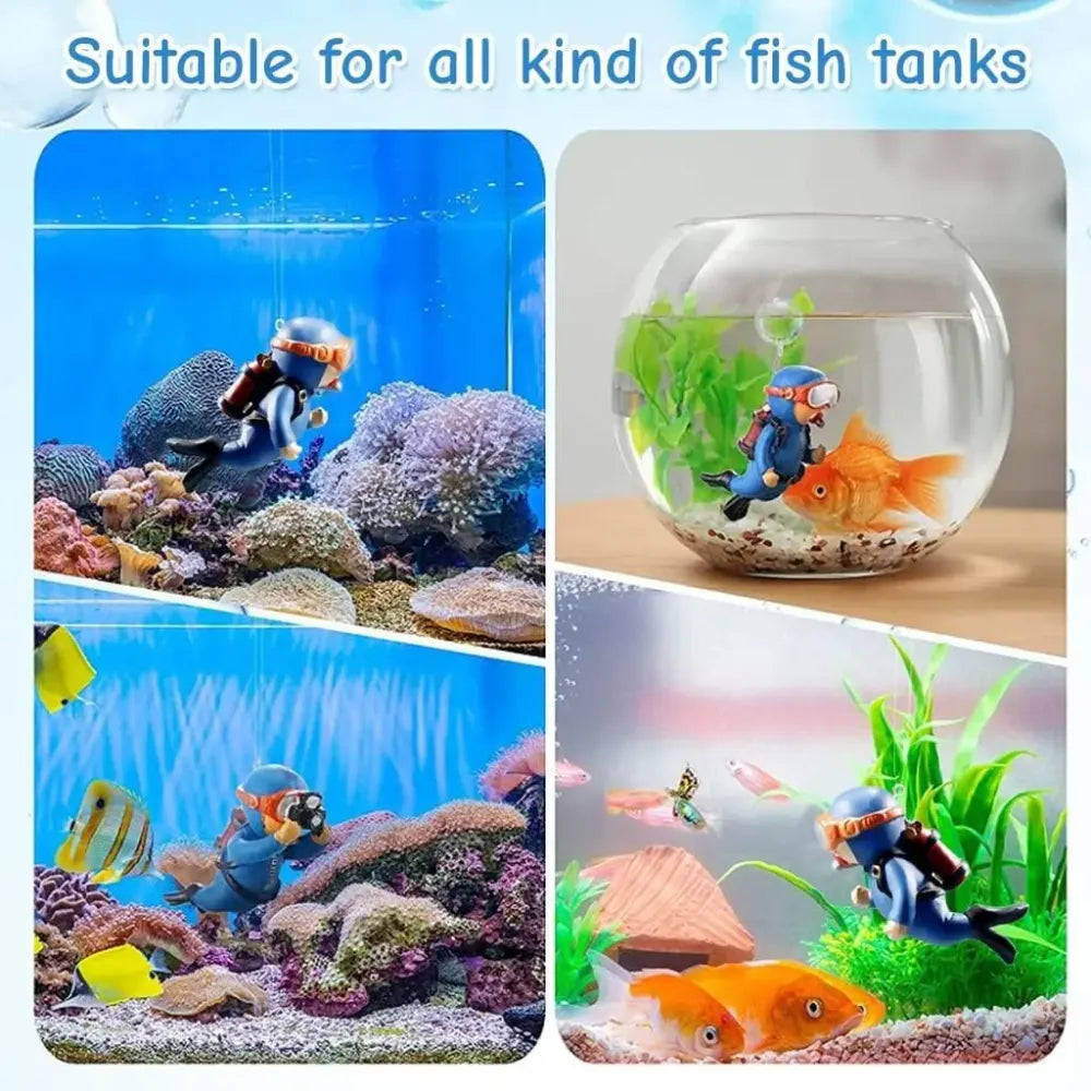 Cartoon diver aquarium decor – pack of 2