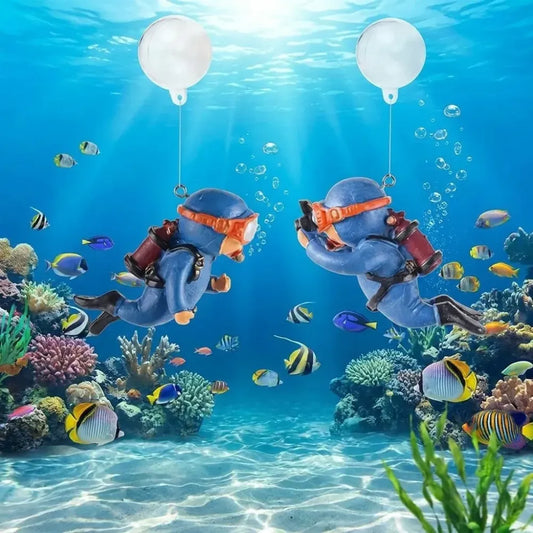 Cartoon diver aquarium decor – pack of 2