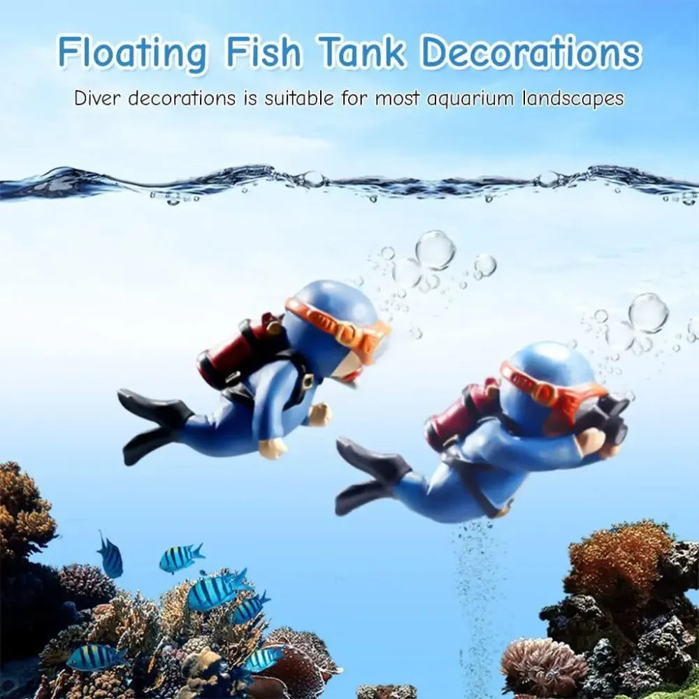 Cartoon diver aquarium decor – pack of 2